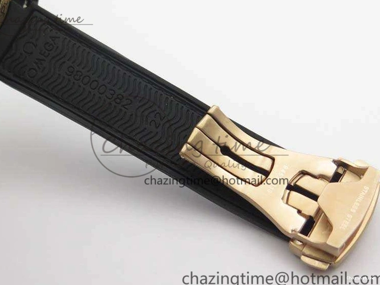 0515 Elegant Seamaster Pro Chrono RG OM Best Edition Black Ceramic Black Dial On Gummy Strap A 8128